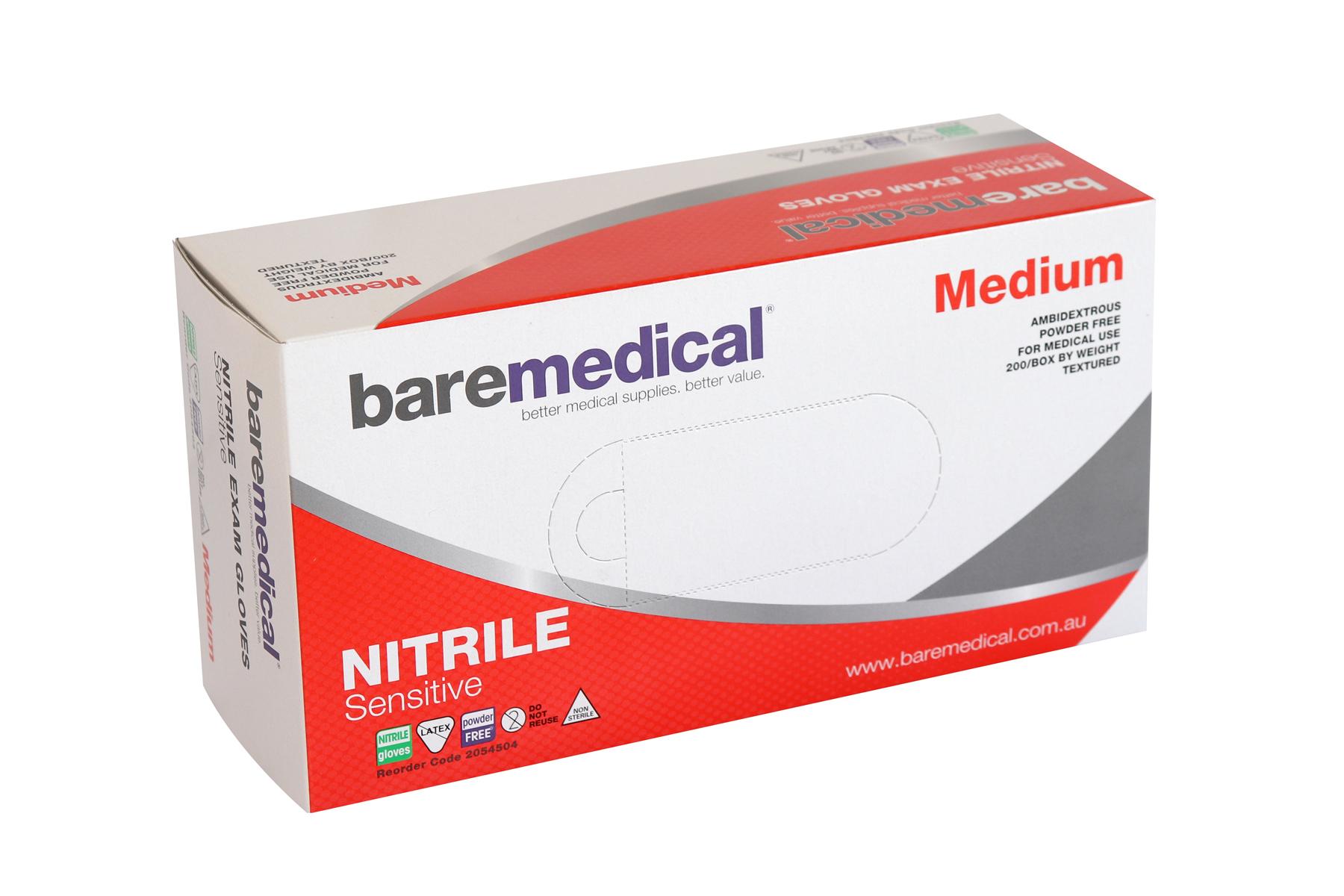 bare medical nitrile gloves