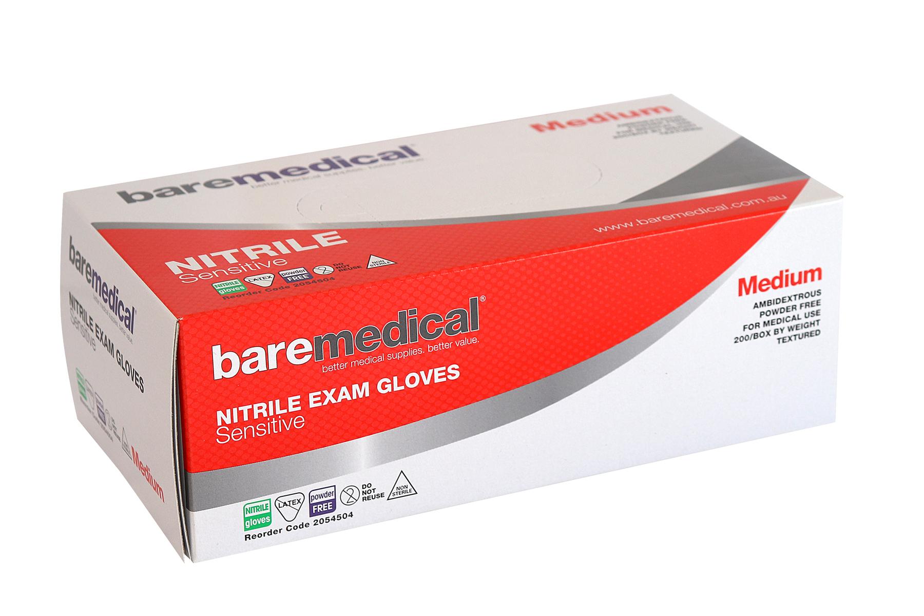 GLOVE EXAM NITRILE MEDIUM baremedical